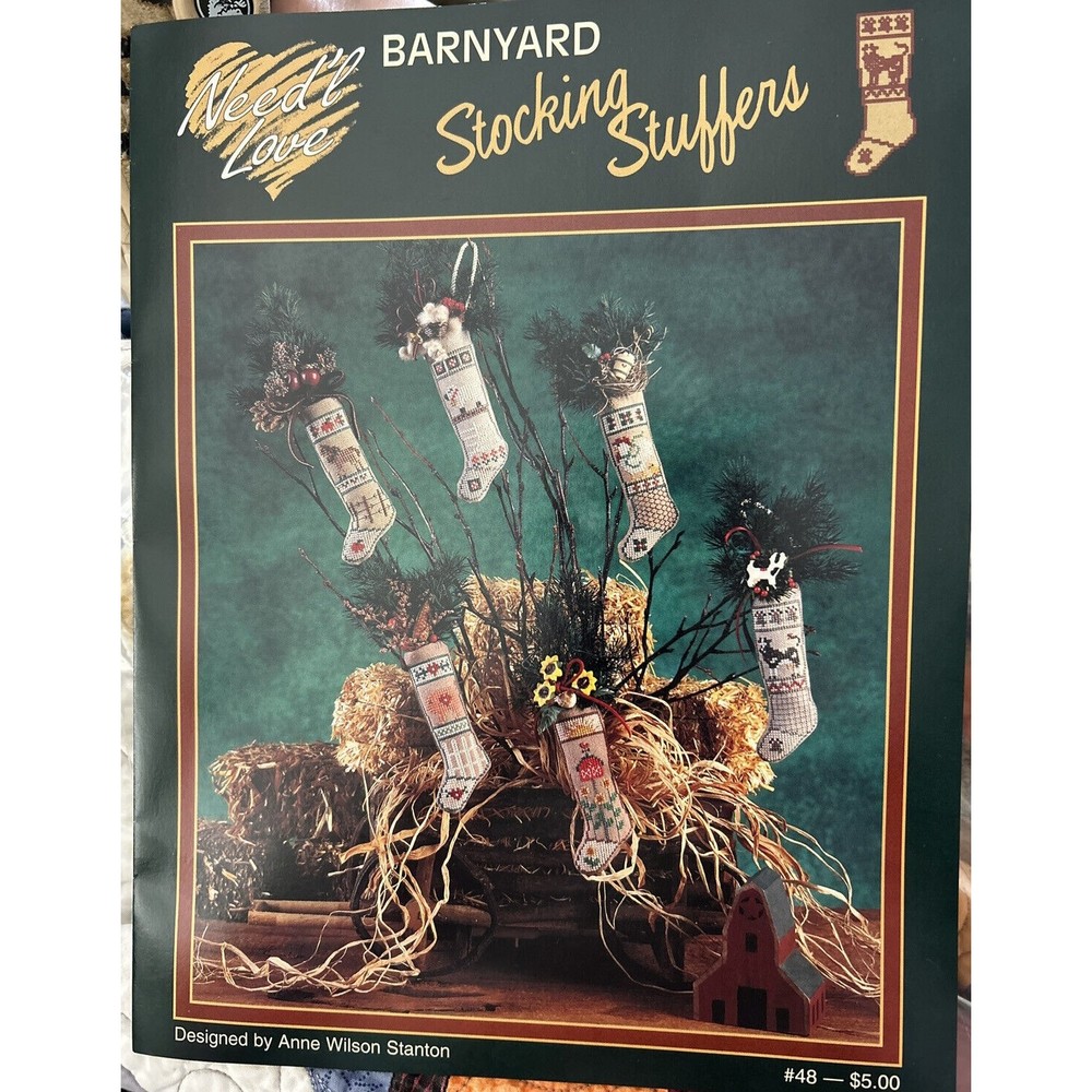 Vintage Need’l Love Barnyard Stocking Stuffers Cross Stitch Kit 1998 Cow Pig